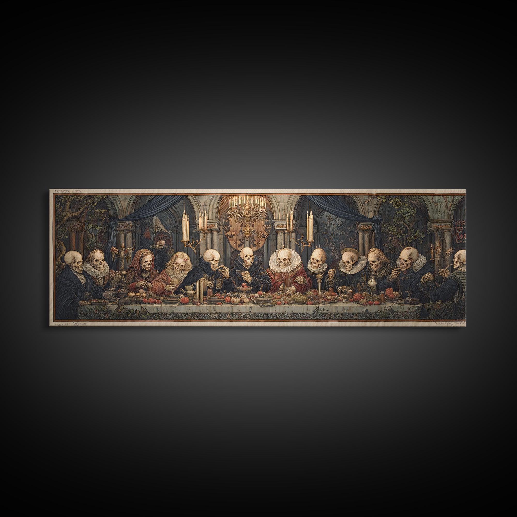 The Vampire Banquet, Danse Macabre Art, Extra Wide Wall Art, Gothic Horror Wall Art, Framed Canvas Print