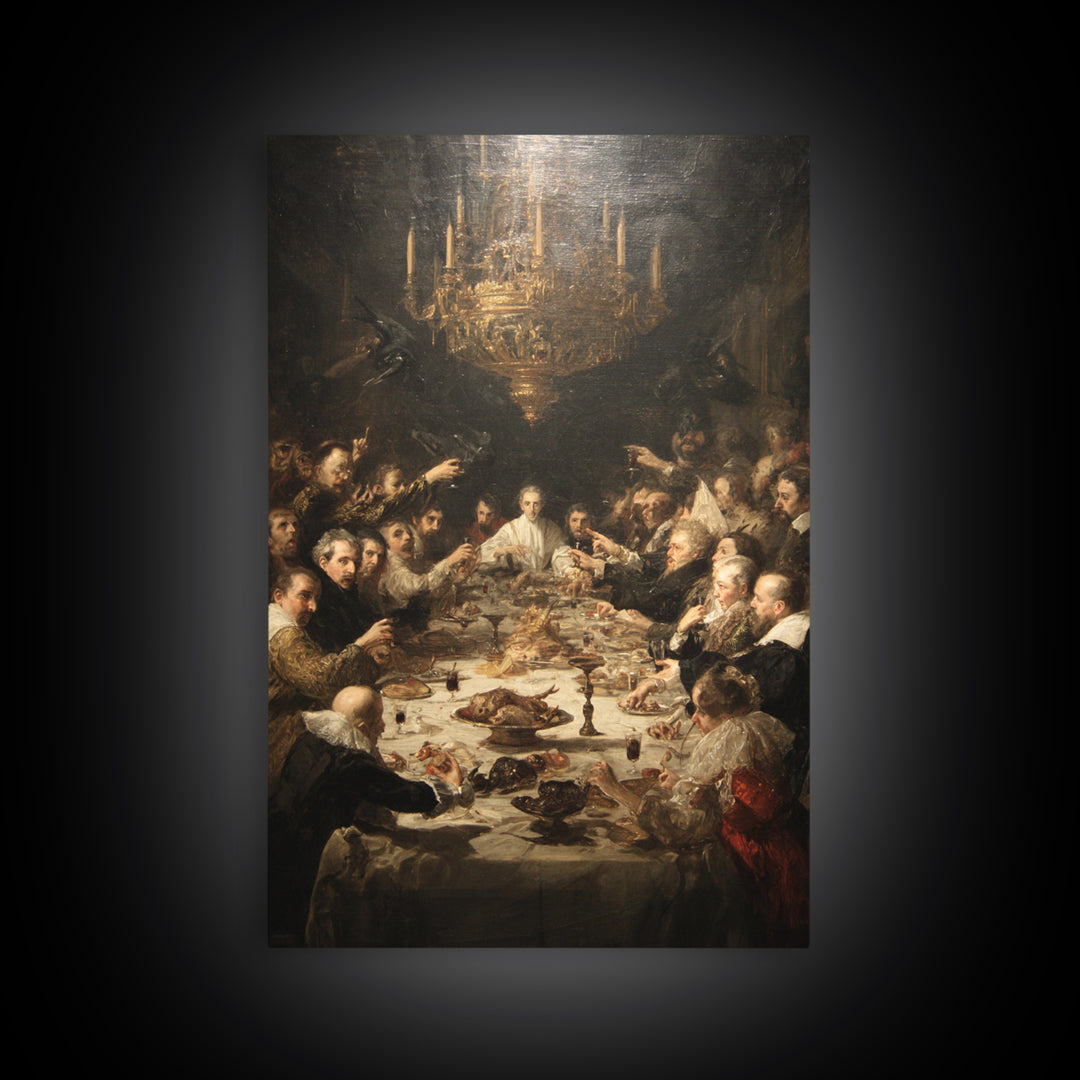The Vampire Banquet, Gothic Nightmare Art, Vertical Wall Art, Dark Halloween Decor, Canvas Print, Halloween Wall Art, Dark Fantasy Art
