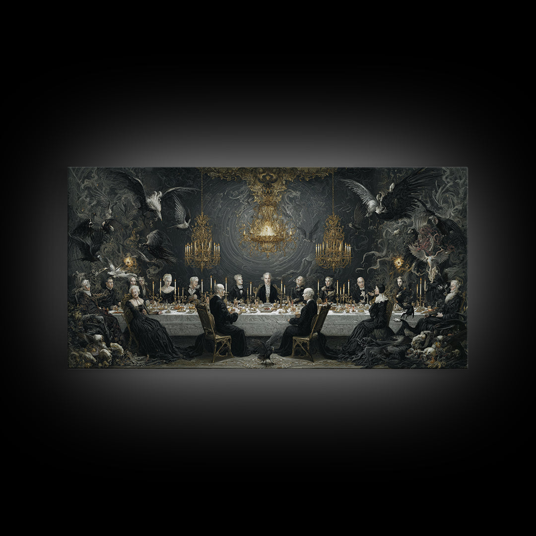 The Vampire Banquet, Visionary Gothic Art, Wide Panoramic Art, Dark Fantasy Wall Art, Canvas Print, Halloween Wall Art