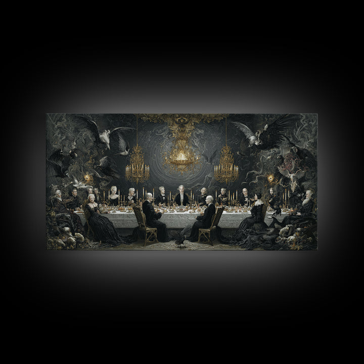 The Vampire Banquet, Visionary Gothic Art, Wide Panoramic Art, Dark Fantasy Wall Art, Canvas Print, Halloween Wall Art