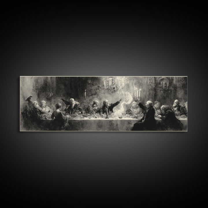 The Vampire Banquet, Symbolist Dream Art, Extra Wide Wall Art, Dark Fantasy Wall Art, Canvas Print, Halloween Wall Art