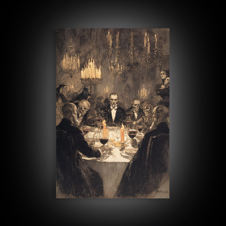 The Vampire Banquet, Decadent Gothic Art, Vertical Wall Art, Macabre Wall Art, Canvas Print, Halloween Wall Art, Seasonal Home Decor
