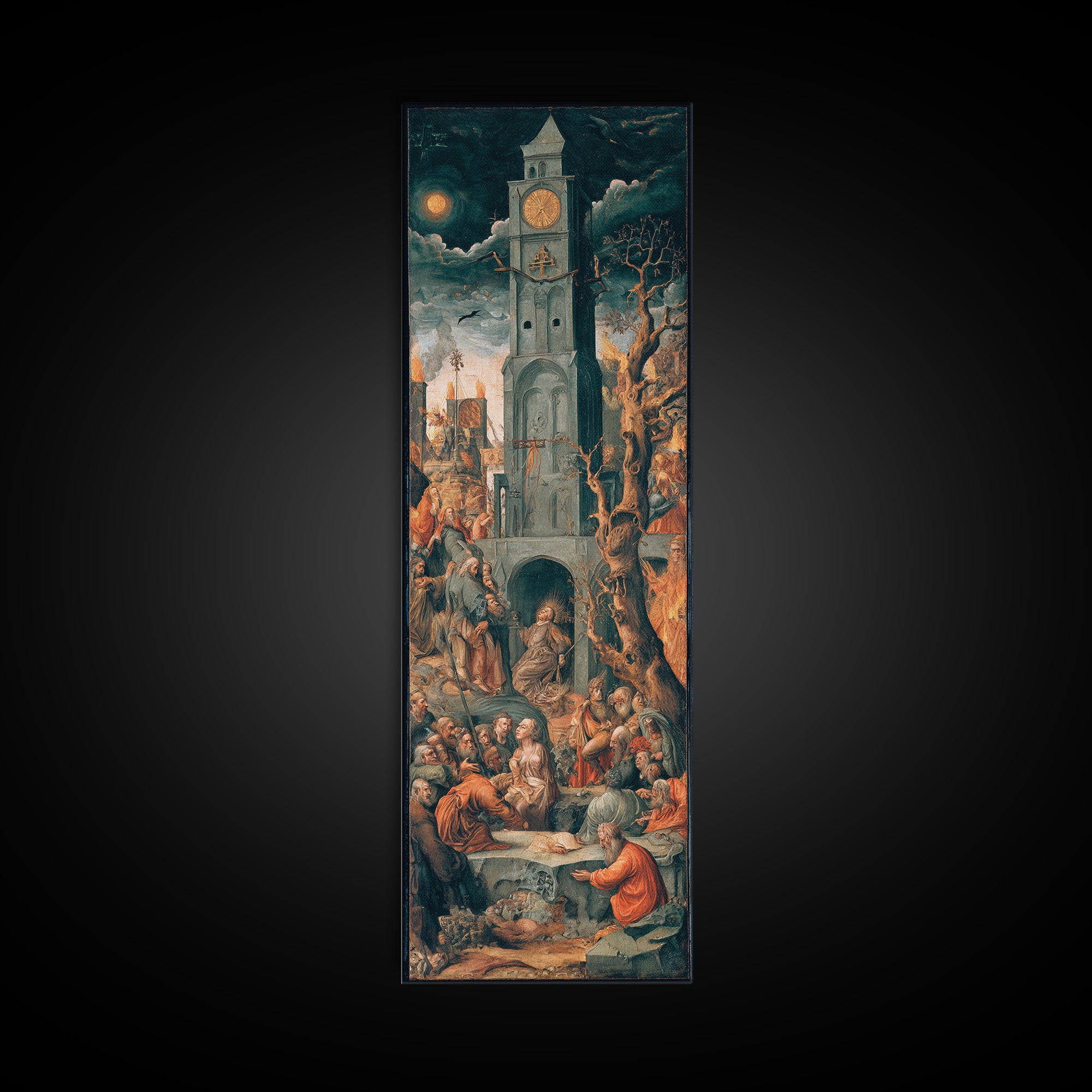 The Thirteenth Bell, Dark Renaissance Art, Tall Narrow Wall Art, Gothic Horror Wall Art, Framed Canvas Print, Halloween Wall Art
