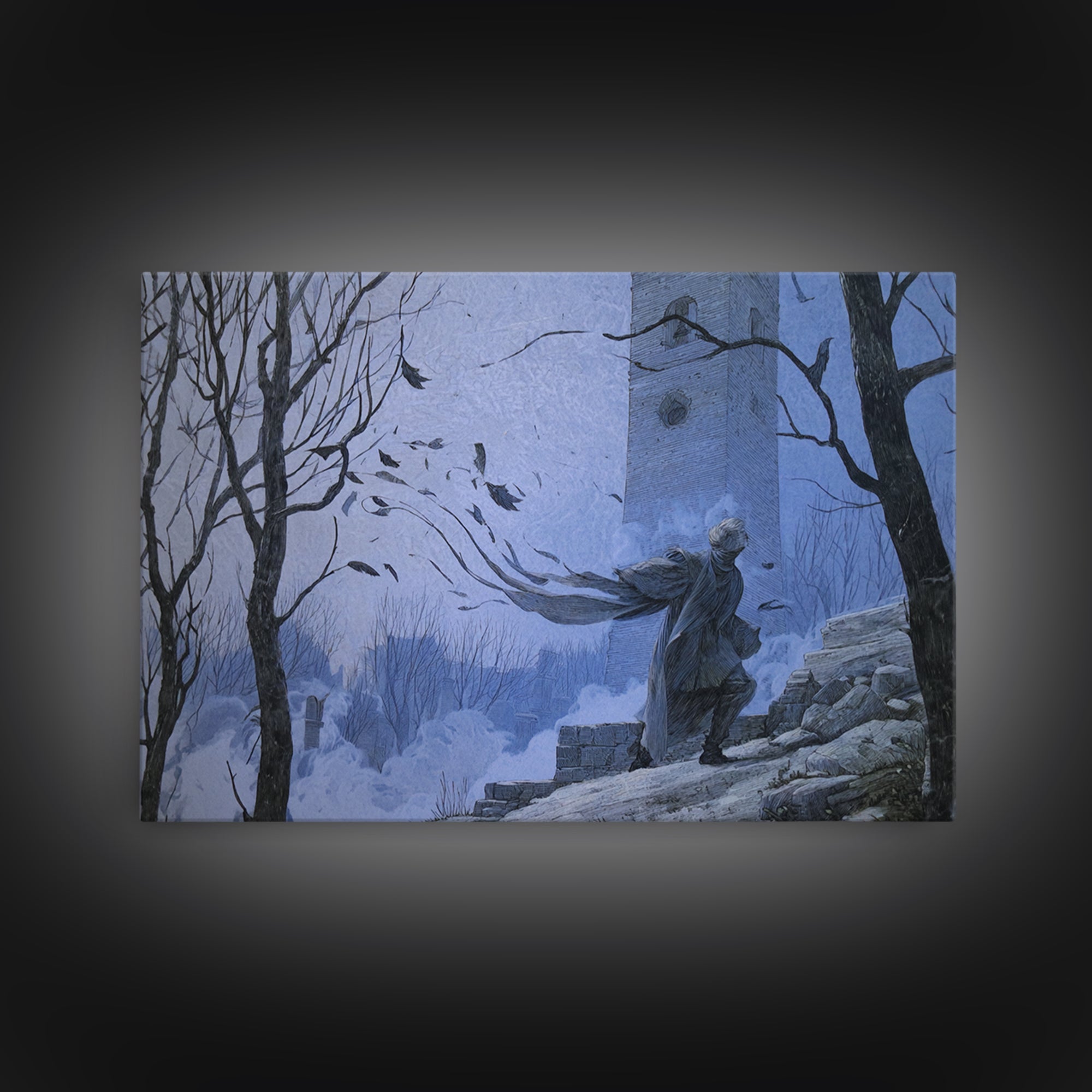 The Thirteenth Bell, Romantic Gothic Landscape, Landscape Wall Art, Dark Fantasy Wall Art, Canvas Print, Halloween Wall Art
