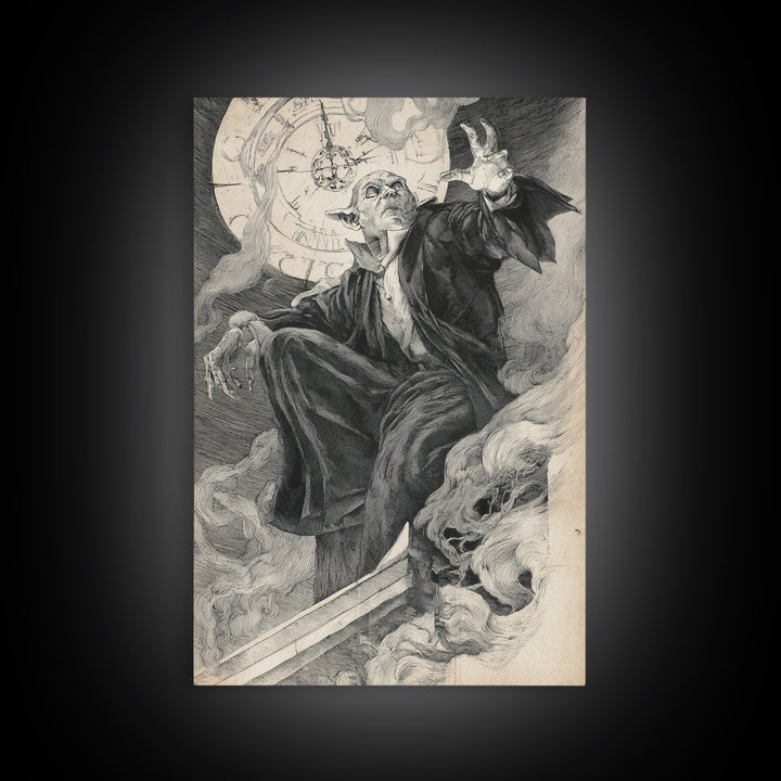 The Thirteenth Bell, Decadent Gothic Art, Vertical Wall Art, Dark Fantasy Wall Art, Framed Canvas Print, Halloween Wall Art