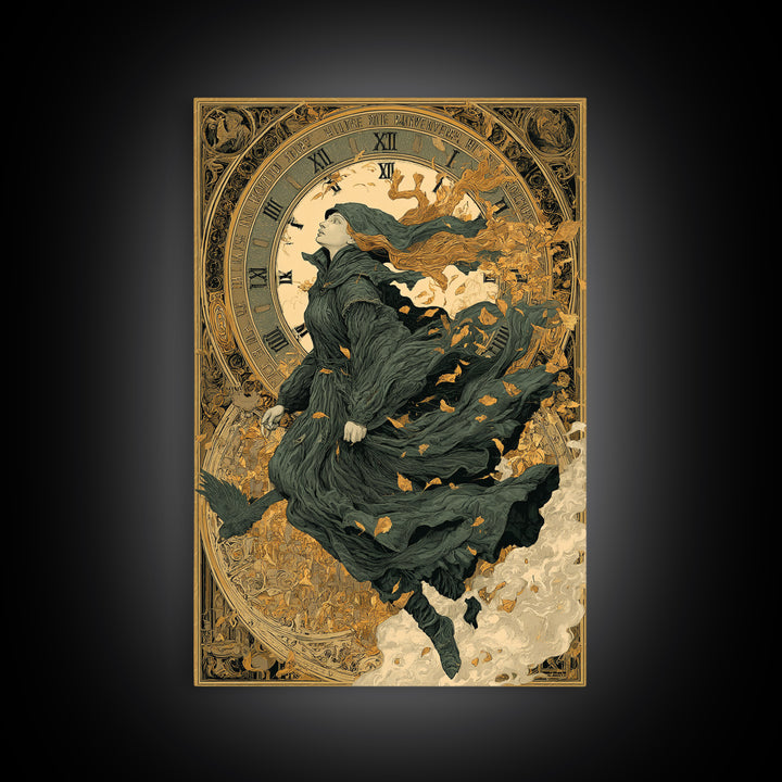 The Thirteenth Bell, Symbolist Death Art, Vertical Wall Art, Dark Fantasy Wall Art, Framed Canvas Print, Halloween Wall Art