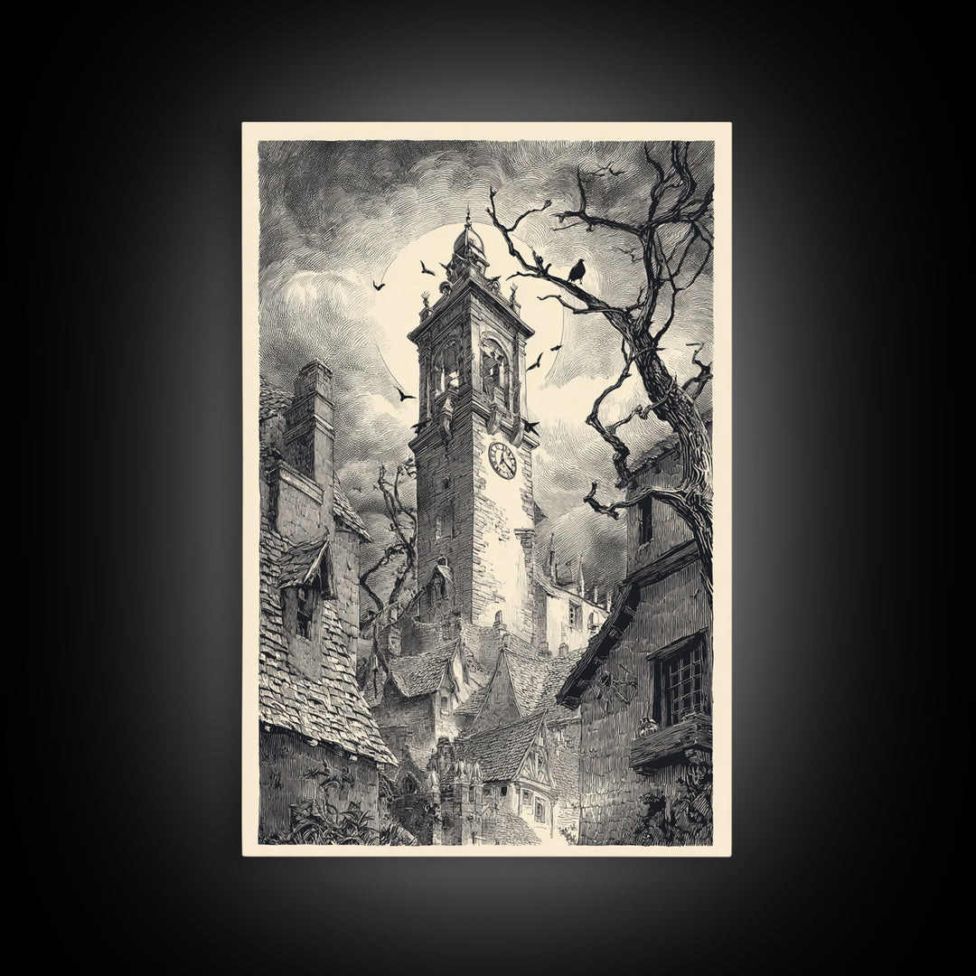 The Thirteenth Bell, Victorian Macabre Art, Vertical Wall Art, Gothic Horror Wall Art, Canvas Print, Halloween Wall Art