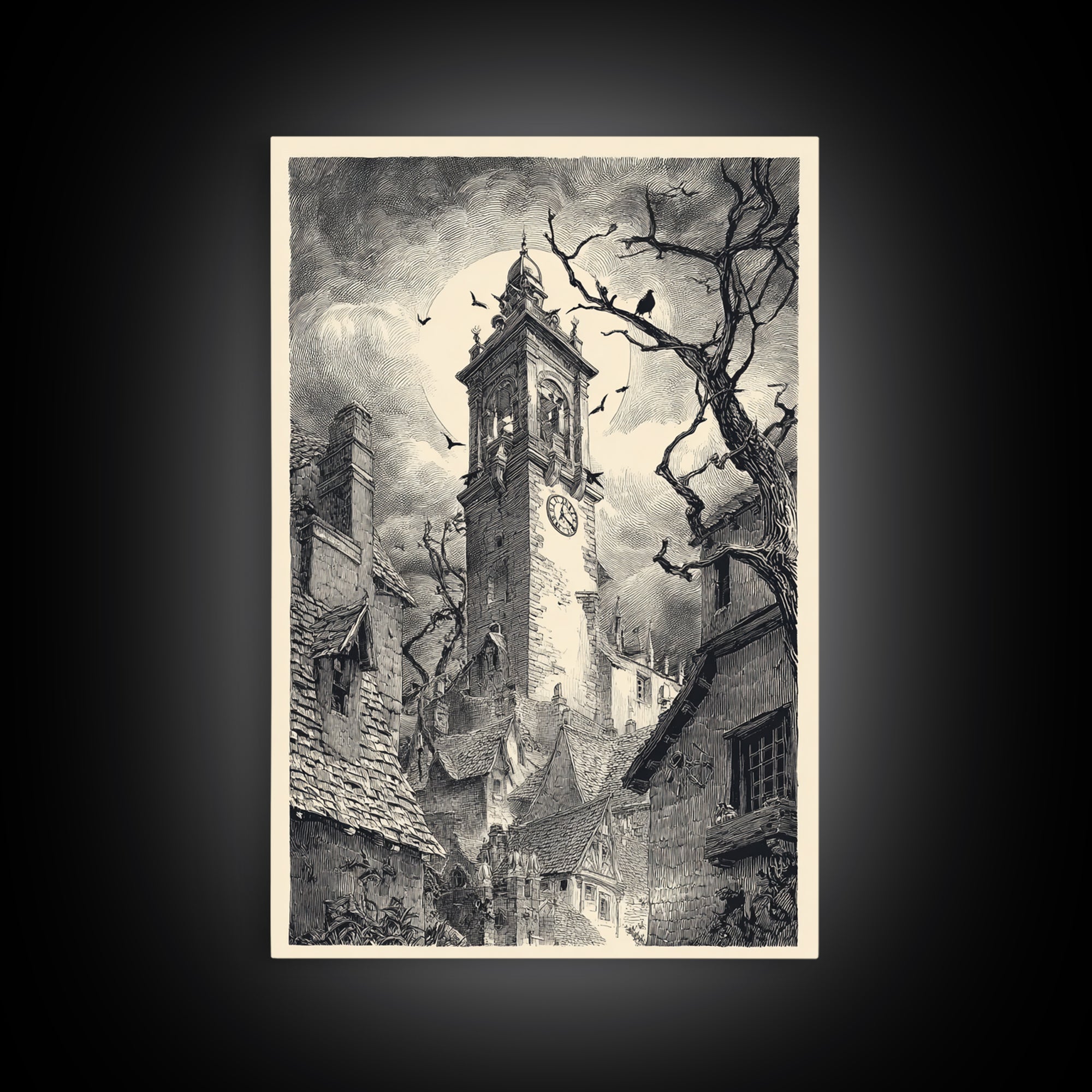 The Thirteenth Bell, Victorian Macabre Art, Vertical Wall Art, Gothic Horror Wall Art, Canvas Print, Halloween Wall Art