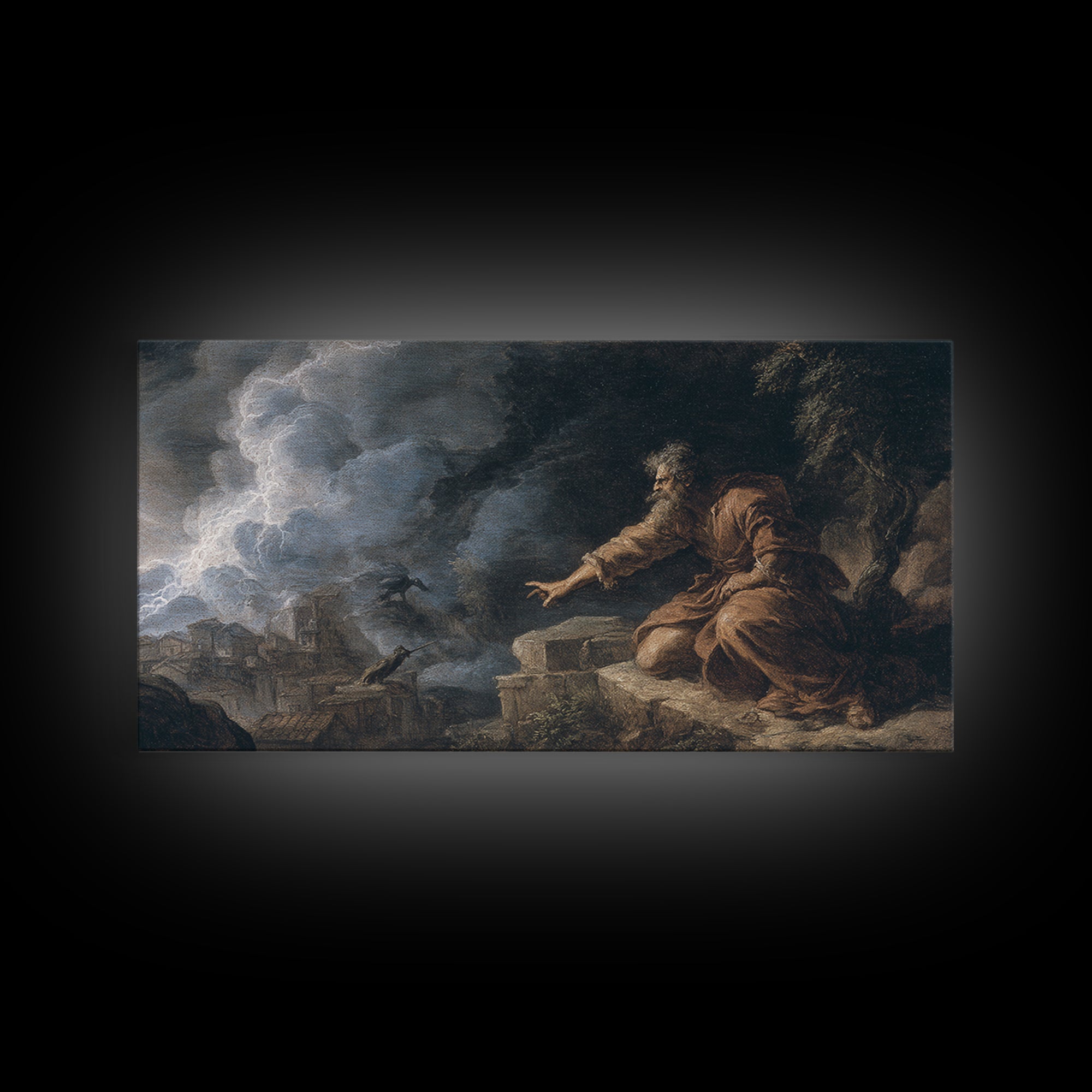 The Halloween Storm, Baroque Witchcraft Art, Wide Panoramic Art, Dark Fantasy Wall Art, Canvas Print, Halloween Wall Art