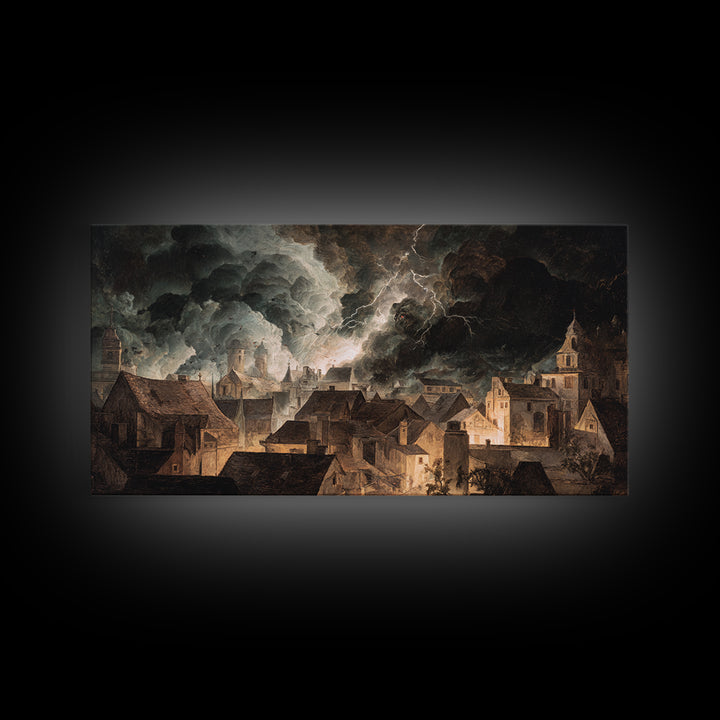 The Halloween Storm, Gothic Nightmare Art, Wide Panoramic Art, Dark Halloween Decor, Canvas Print, Halloween Wall Art