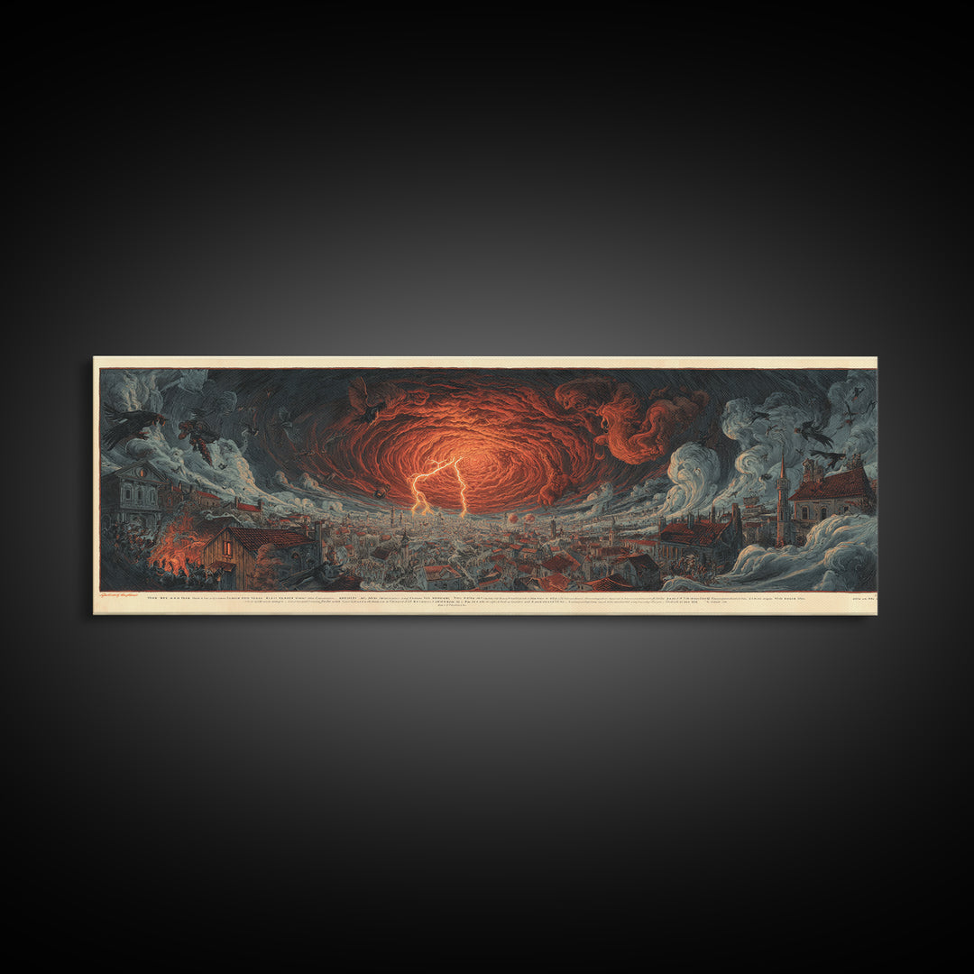 The Halloween Storm, Visionary Gothic Art, Extra Wide Wall Art, Dark Halloween Decor, Canvas Print, Halloween Wall Art