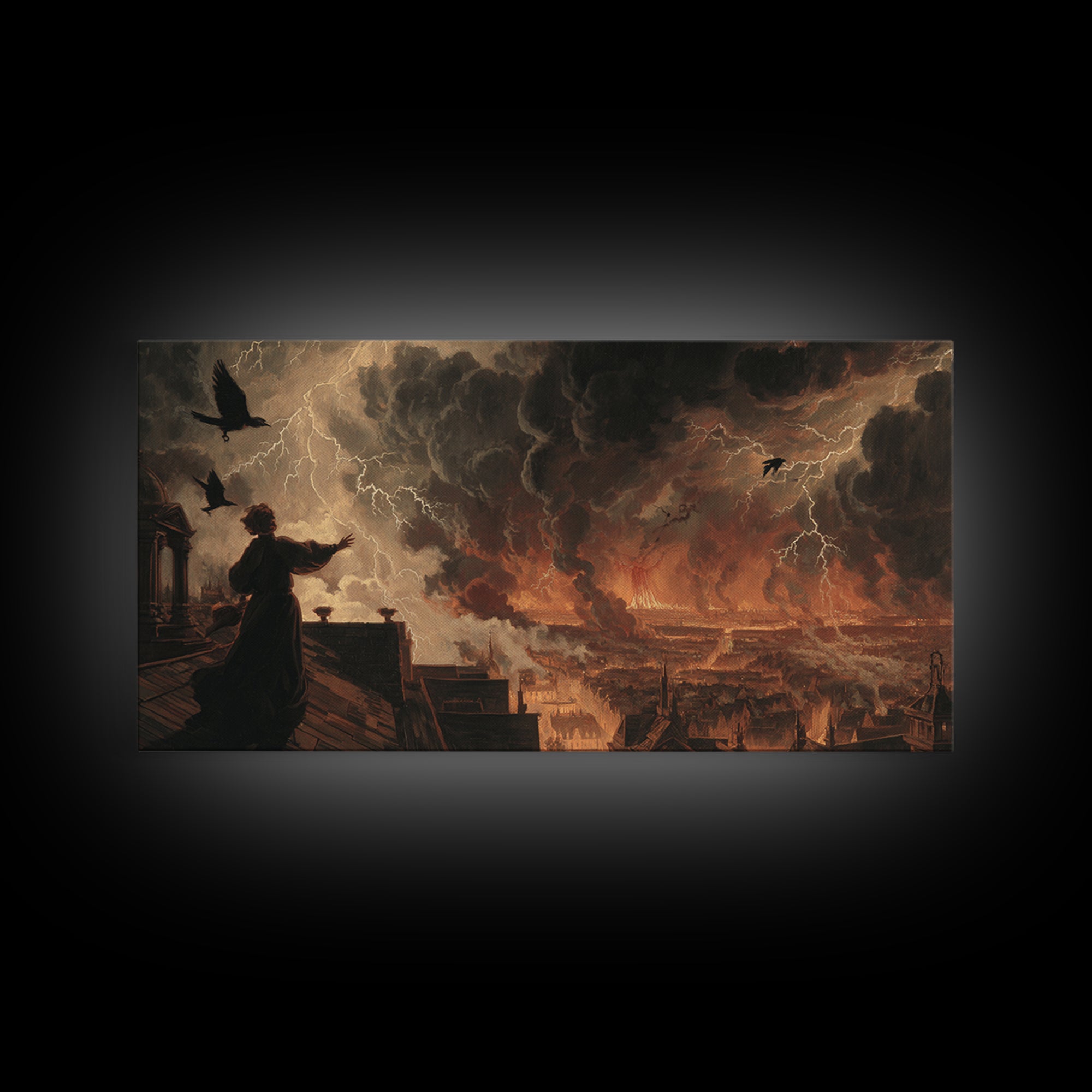 The Halloween Storm, Apocalyptic Romantic Art, Wide Panoramic Art, Dark Halloween Decor, Canvas Print, Halloween Wall Art, Dark Fantasy Art