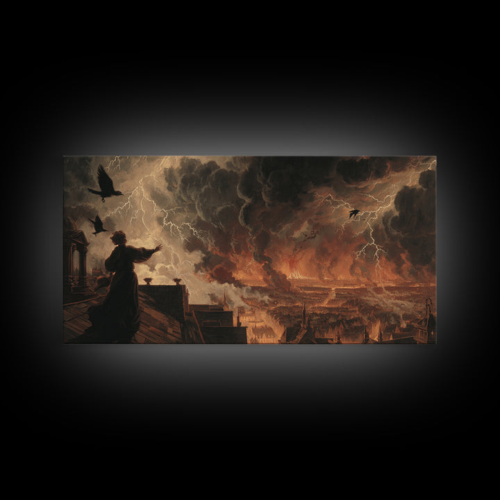 The Halloween Storm, Apocalyptic Romantic Art, Wide Panoramic Art, Dark Halloween Decor, Canvas Print, Halloween Wall Art, Dark Fantasy Art