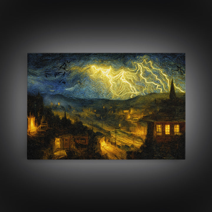 The Halloween Storm, Expressionist Gothic Art, Landscape Wall Art, Gothic Horror Wall Art, Canvas Print, Halloween Wall Art