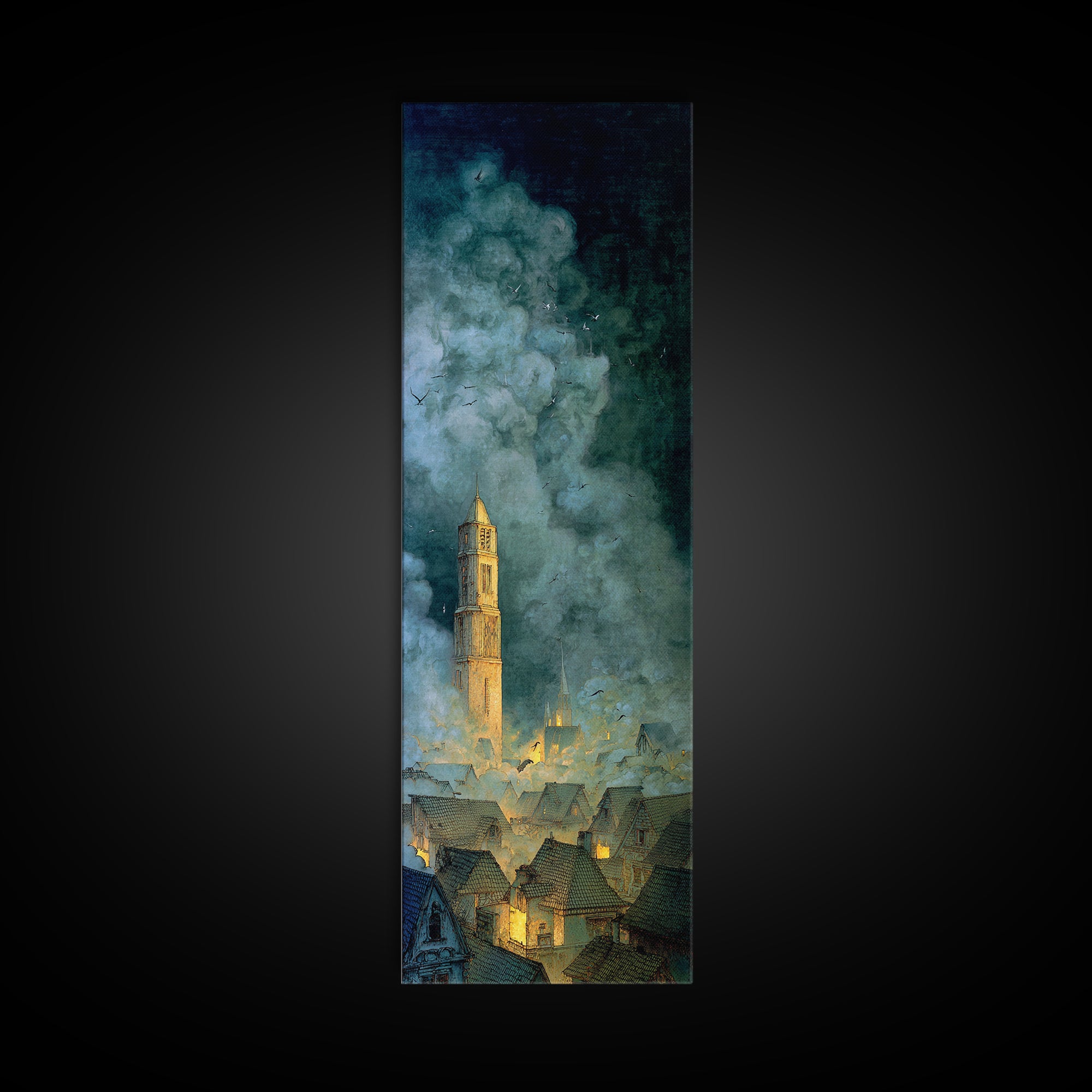 The Halloween Storm, Surreal Apocalyptic Art, Tall Narrow Wall Art, Dark Halloween Decor, Canvas Print, Halloween Wall Art