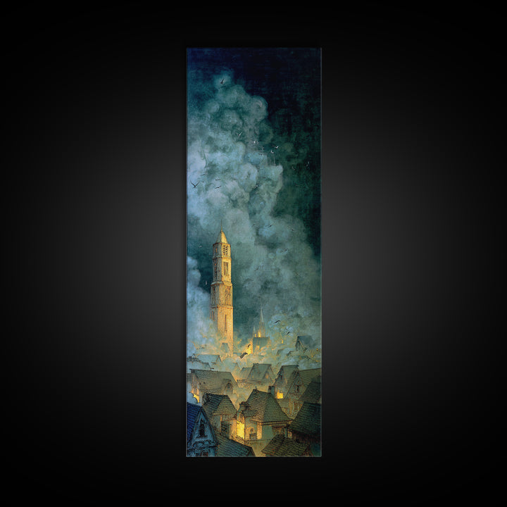 The Halloween Storm, Surreal Apocalyptic Art, Tall Narrow Wall Art, Dark Halloween Decor, Canvas Print, Halloween Wall Art