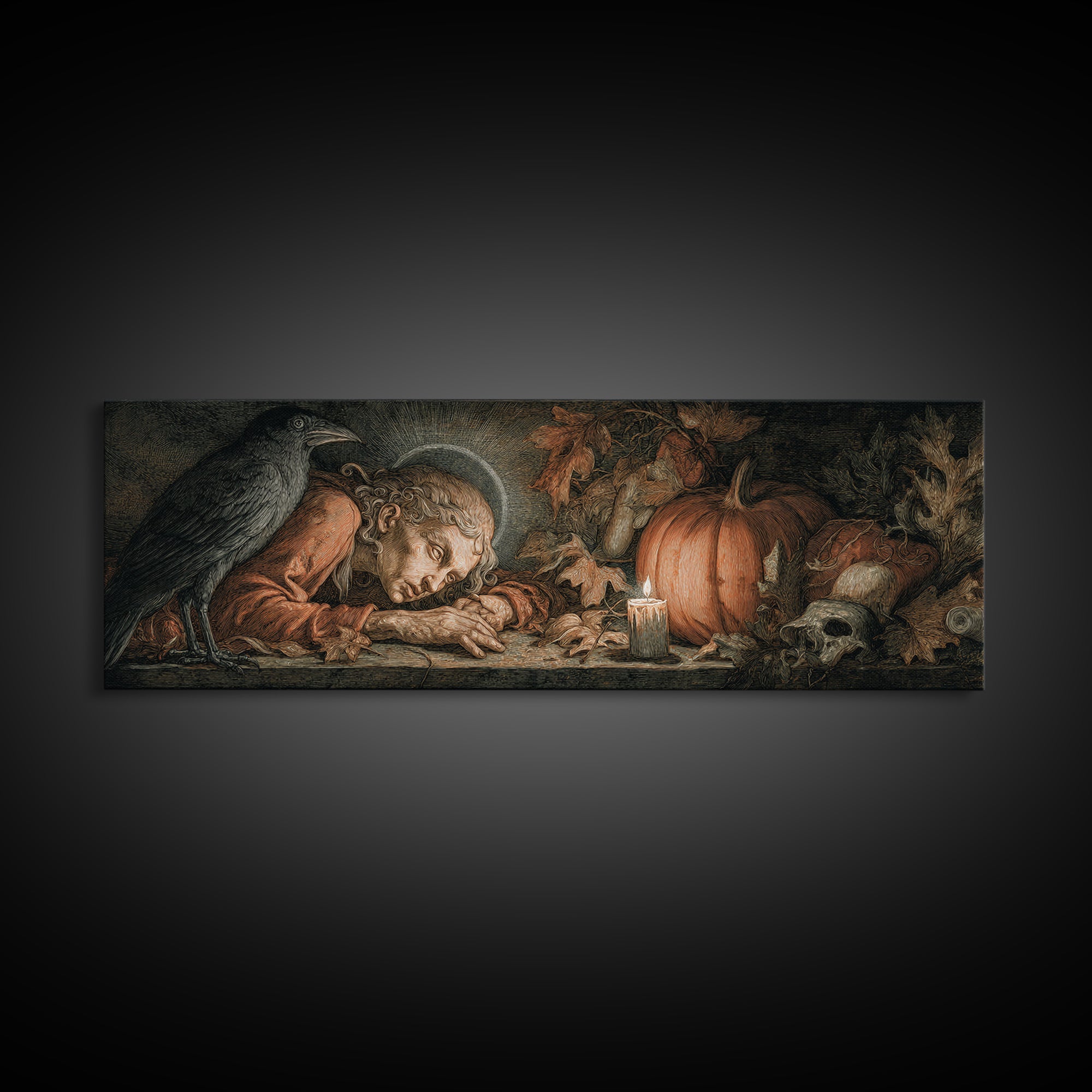 The First Frost Awakening, Dark Renaissance Art, Extra Wide Wall Art, Dark Fantasy Wall Art, Framed Canvas Print