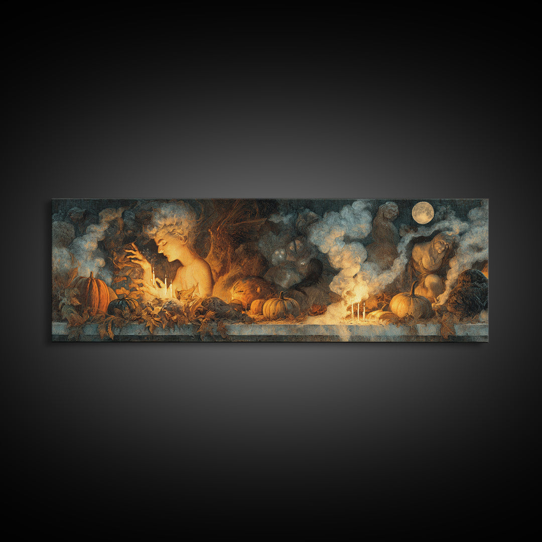 The First Frost Awakening, Visionary Gothic Art, Extra Wide Wall Art, Macabre Wall Art, Canvas Print, Halloween Wall Art