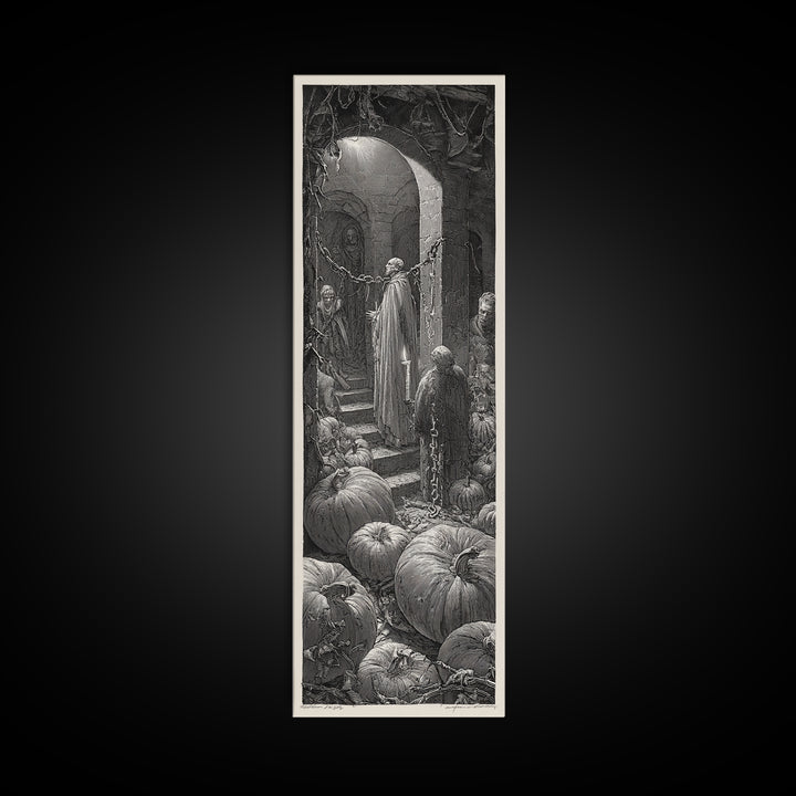 The First Frost Awakening, Architectural Etching Art, Tall Narrow Wall Art, Dark Fantasy Wall Art, Canvas Print