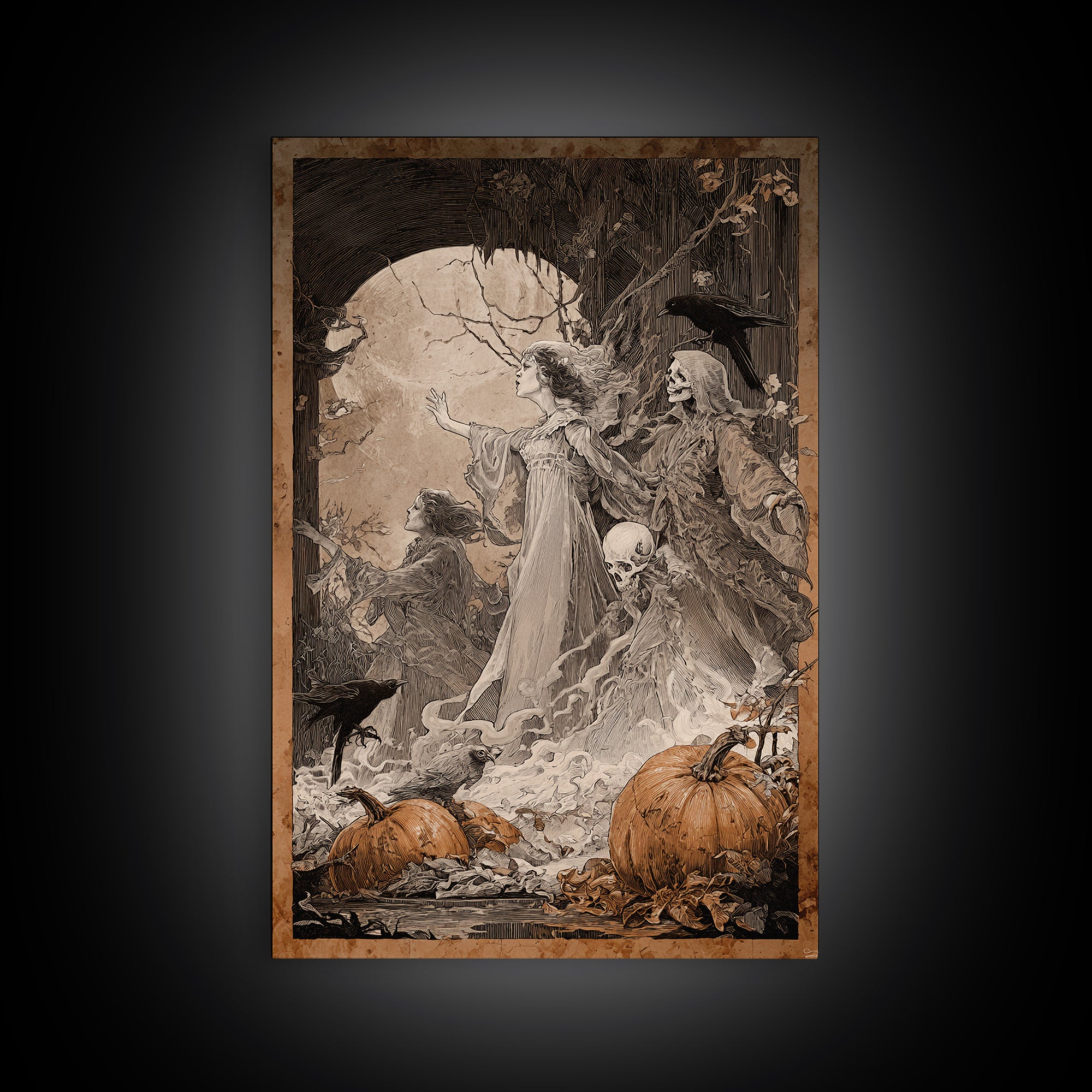 The First Frost Awakening, Decadent Gothic Art, Vertical Wall Art, Gothic Horror Wall Art, Framed Canvas Print, Halloween Wall Art