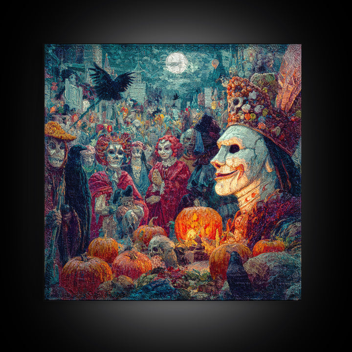 The First Frost Awakening, Grotesque Carnival Art, Square Wall Art, Macabre Wall Art, Canvas Print, Halloween Wall Art, Spooky Wall Decor