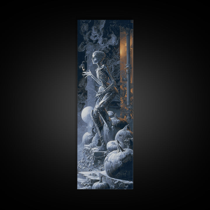 The First Frost Awakening, Biomechanical Horror Art, Tall Narrow Wall Art, Dark Fantasy Wall Art, Canvas Print, Halloween Wall Art