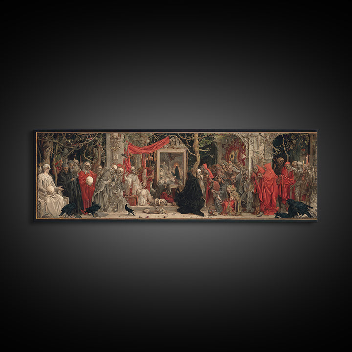 The Cursed Mirror, Dark Renaissance Art, Extra Wide Wall Art, Macabre Wall Art, Canvas Print, Halloween Wall Art, Horror Wall Art