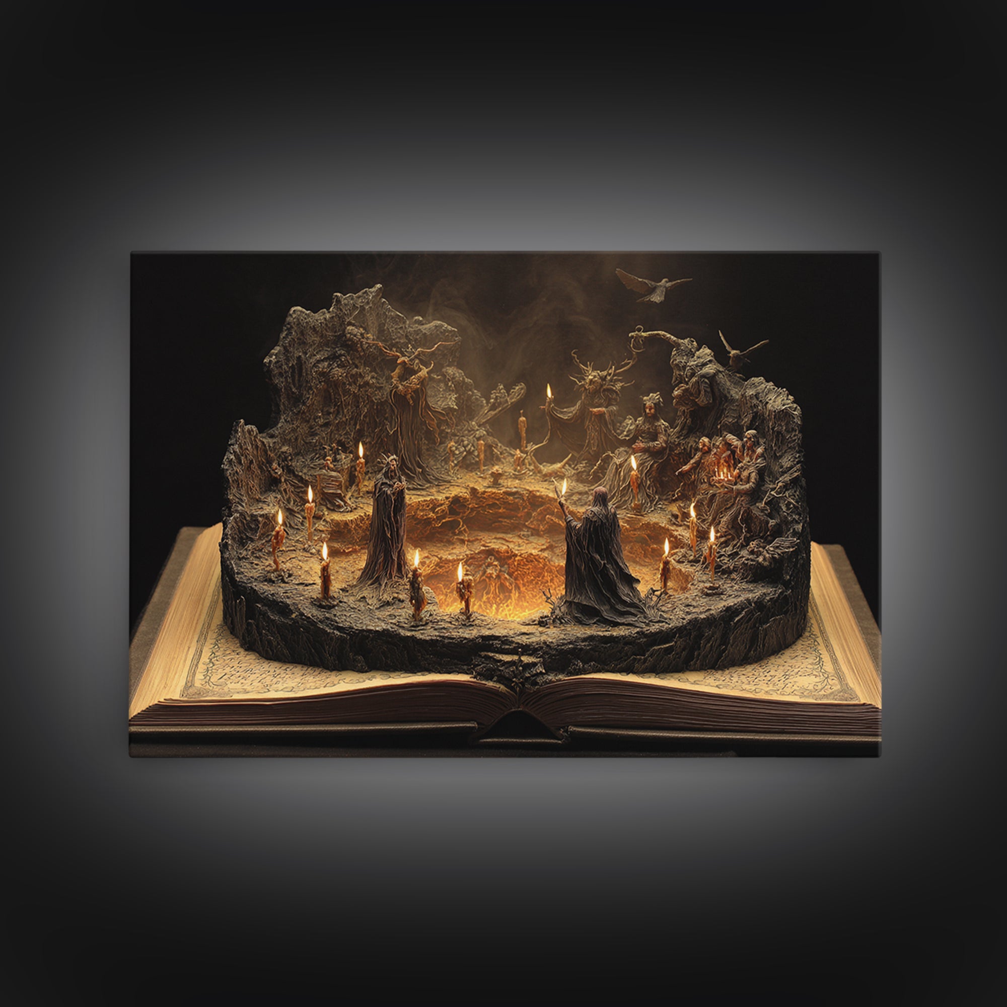 The Living Spellbook, Baroque Witchcraft Art, Landscape Wall Art, Gothic Horror Wall Art, Framed Canvas Print, Halloween Wall Art