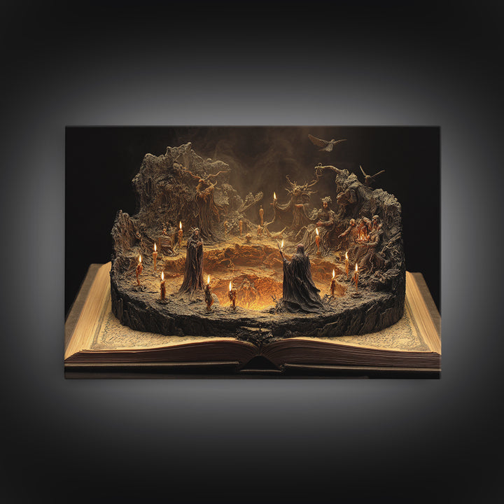 The Living Spellbook, Baroque Witchcraft Art, Landscape Wall Art, Gothic Horror Wall Art, Framed Canvas Print, Halloween Wall Art