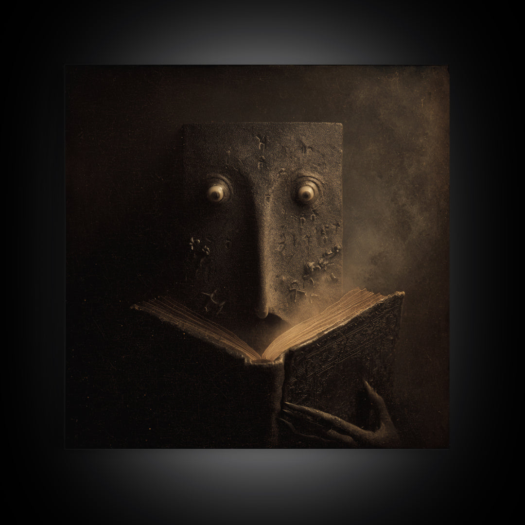 The Living Spellbook, Symbolist Dream Art, Square Wall Art, Macabre Wall Art, Canvas Print, Halloween Wall Art, Statement Wall Art