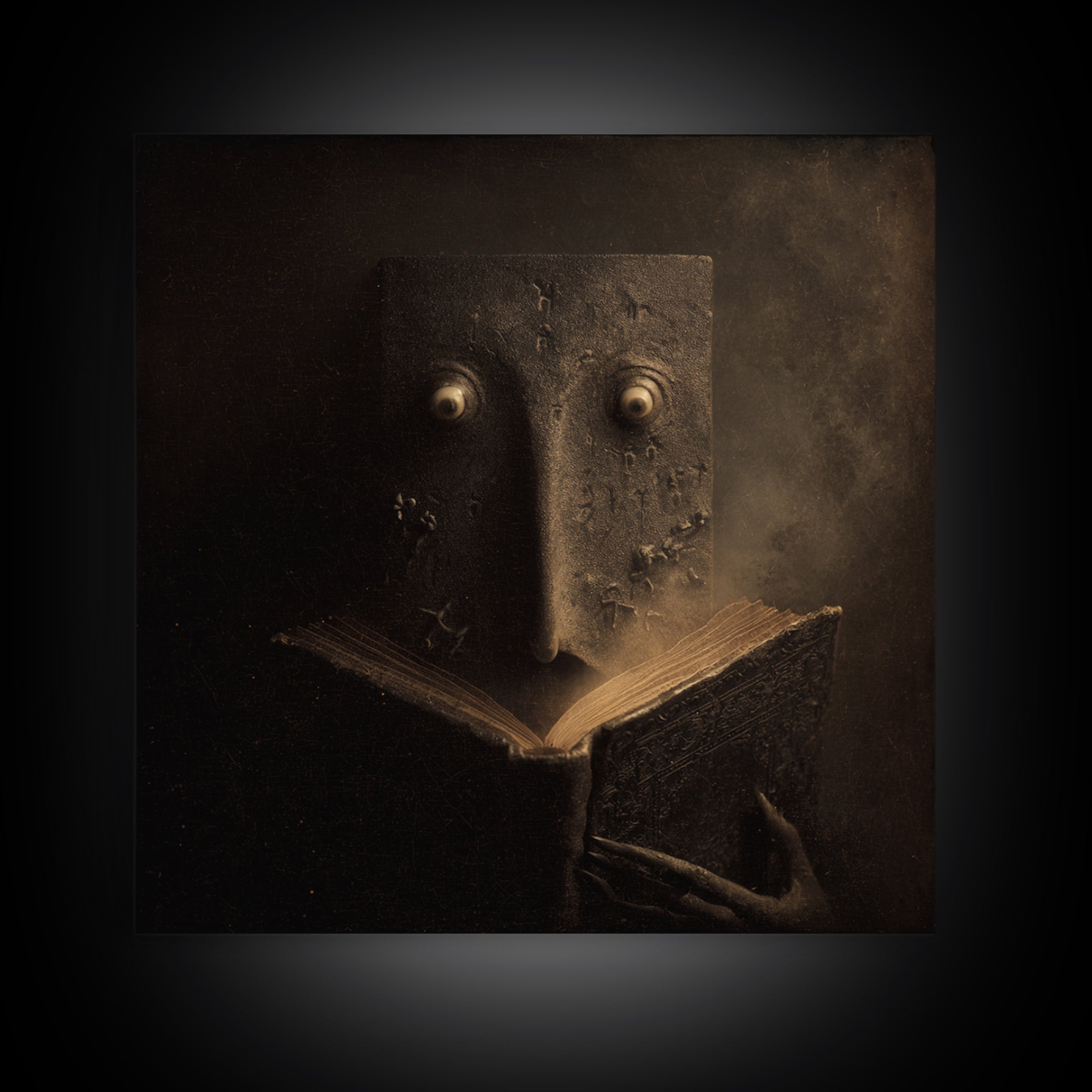 The Living Spellbook, Symbolist Dream Art, Square Wall Art, Macabre Wall Art, Canvas Print, Halloween Wall Art, Statement Wall Art