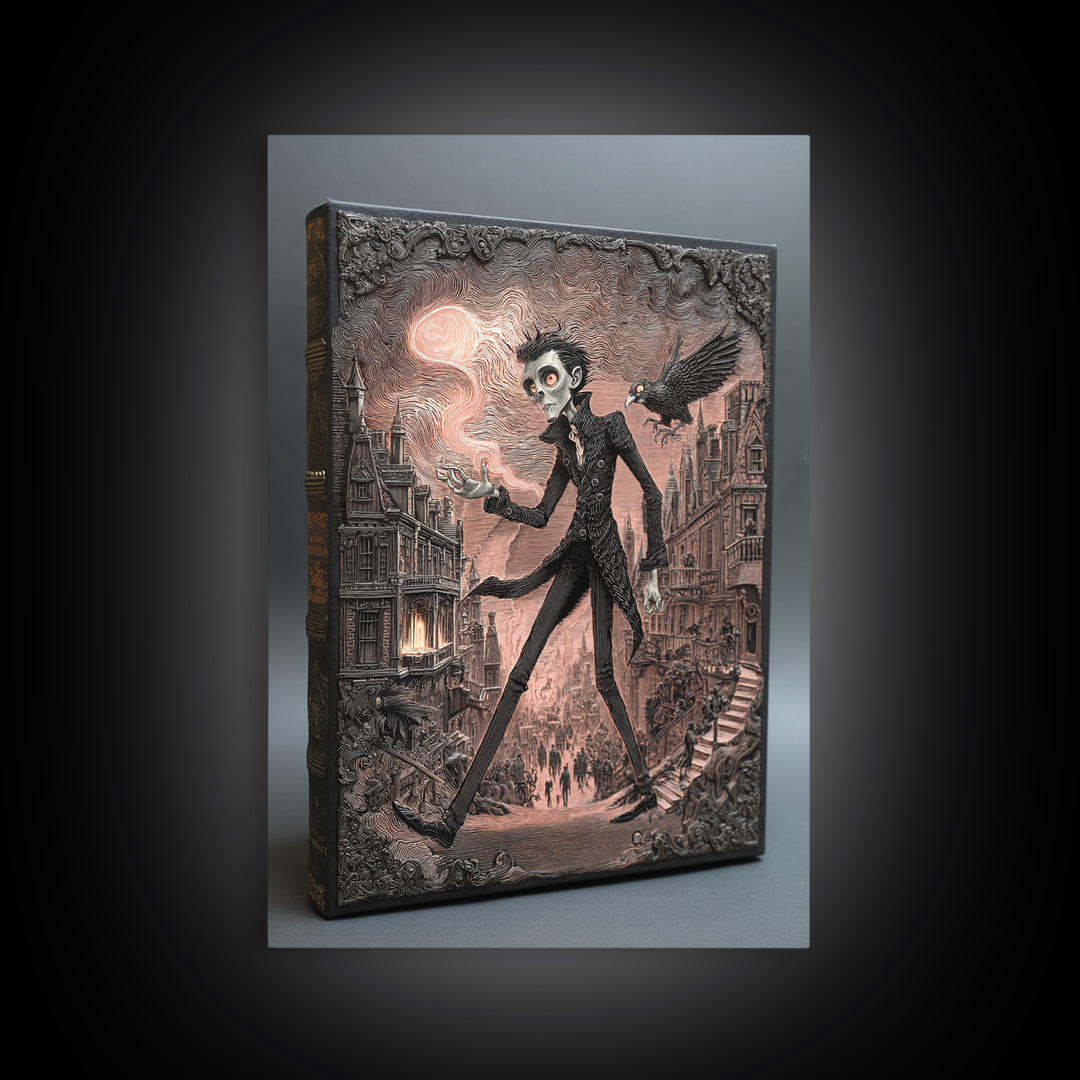 The Living Spellbook, Victorian Macabre Art, Vertical Wall Art, Gothic Horror Wall Art, Canvas Print, Halloween Wall Art