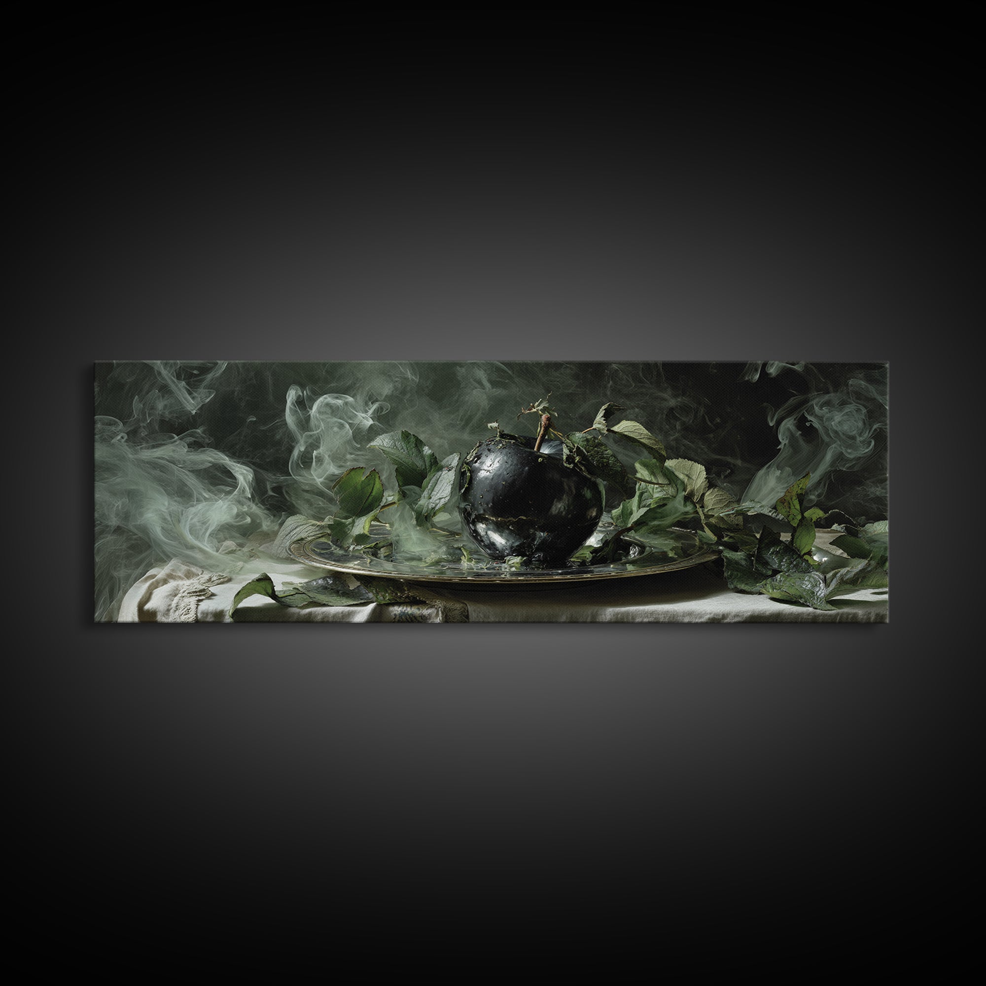 The Poisoned Apple, Dark Renaissance Art, Extra Wide Wall Art, Dark Halloween Decor, Framed Canvas Print, Halloween Wall Art
