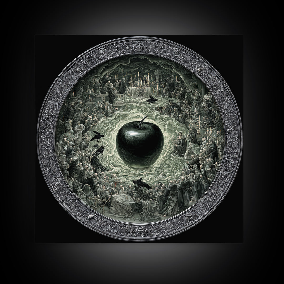 The Poisoned Apple, Danse Macabre Art, Square Wall Art, Macabre Wall Art, Canvas Print, Halloween Wall Art