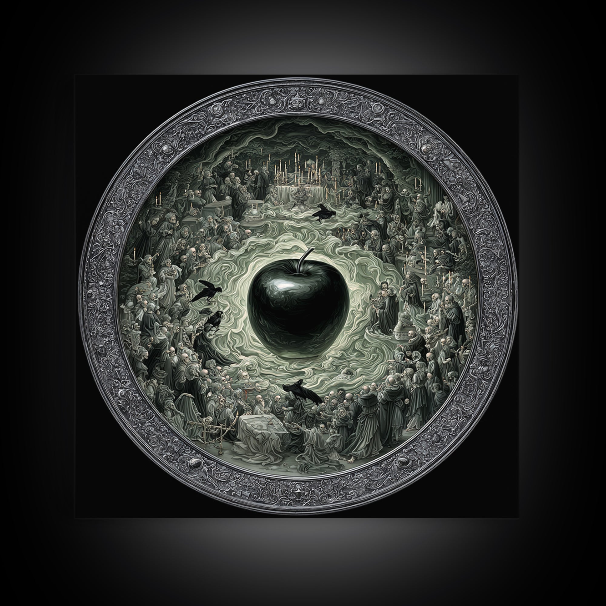 The Poisoned Apple, Danse Macabre Art, Square Wall Art, Macabre Wall Art, Canvas Print, Halloween Wall Art