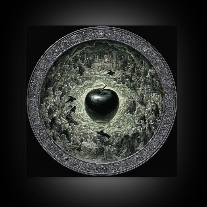 The Poisoned Apple, Danse Macabre Art, Square Wall Art, Macabre Wall Art, Canvas Print, Halloween Wall Art