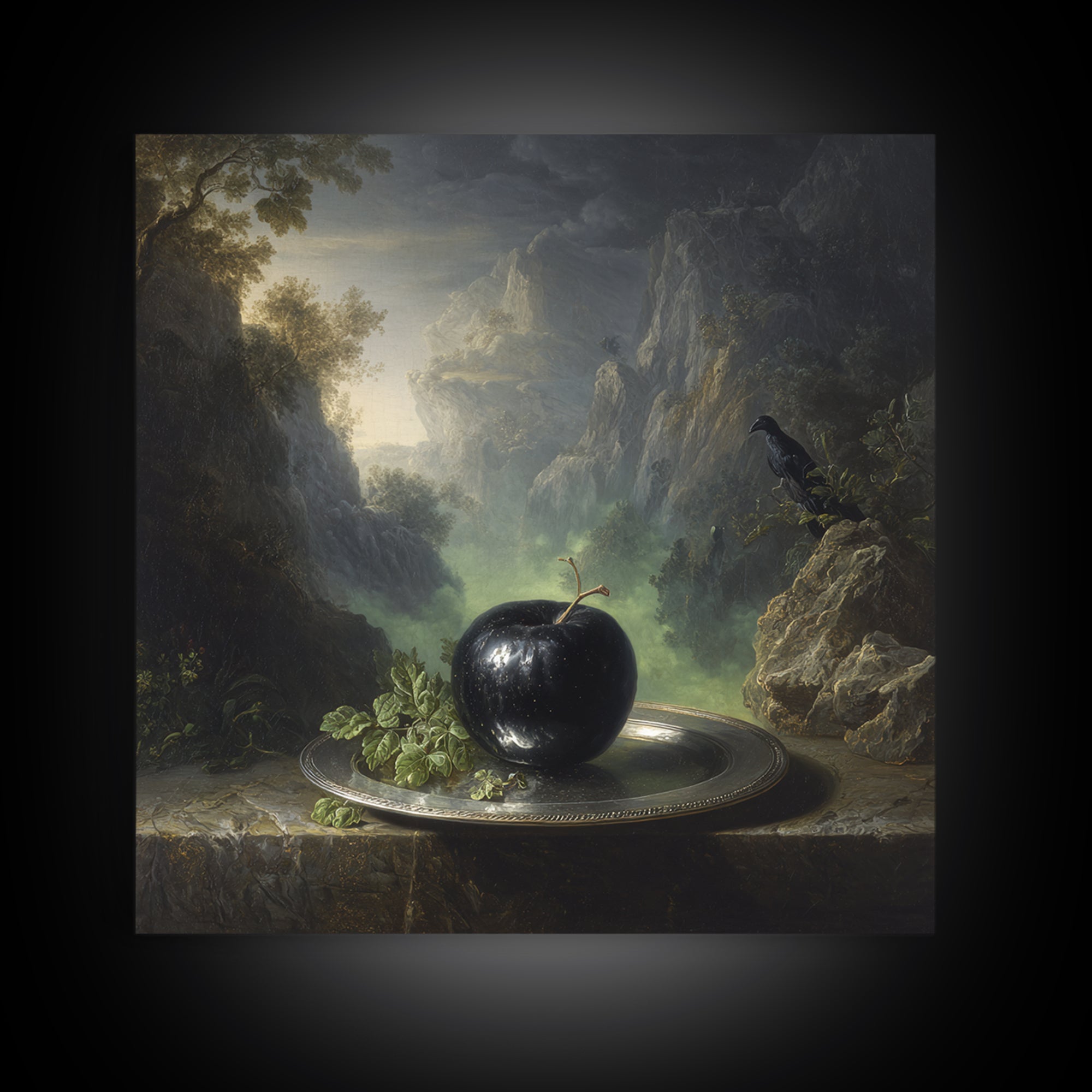 The Poisoned Apple, Baroque Witchcraft Art, Square Wall Art, Dark Halloween Decor, Framed Canvas Print, Halloween Wall Art