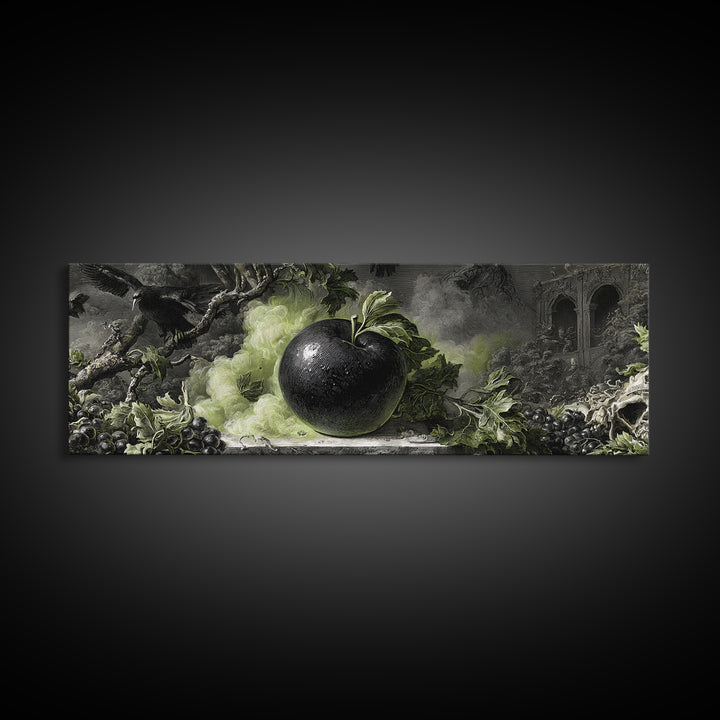 The Poisoned Apple, Dark Romantic Horror Art, Extra Wide Wall Art, Dark Halloween Decor, Canvas Print, Halloween Wall Art