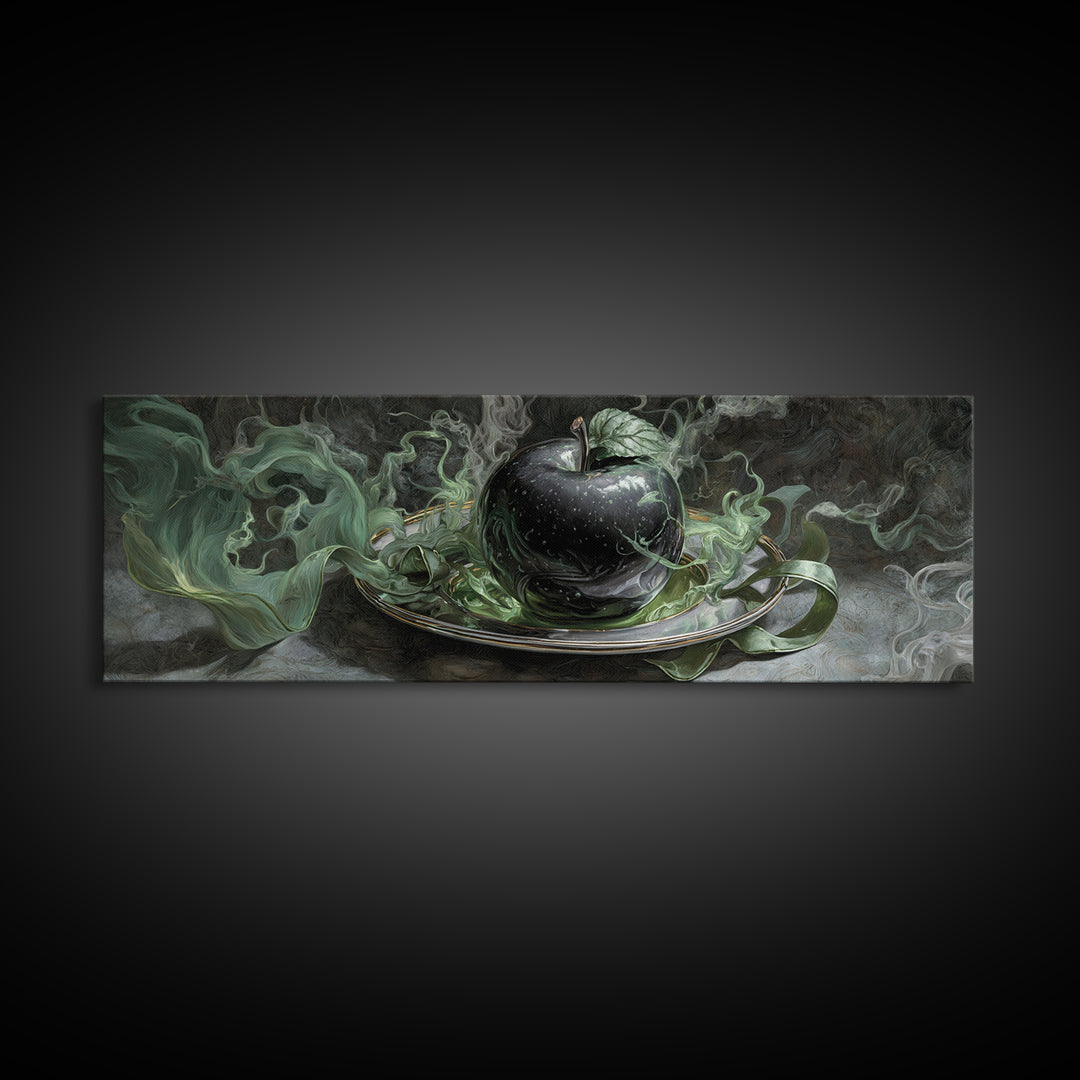 The Poisoned Apple, Visionary Gothic Art, Extra Wide Wall Art, Gothic Horror Wall Art, Framed Canvas Print, Halloween Wall Art