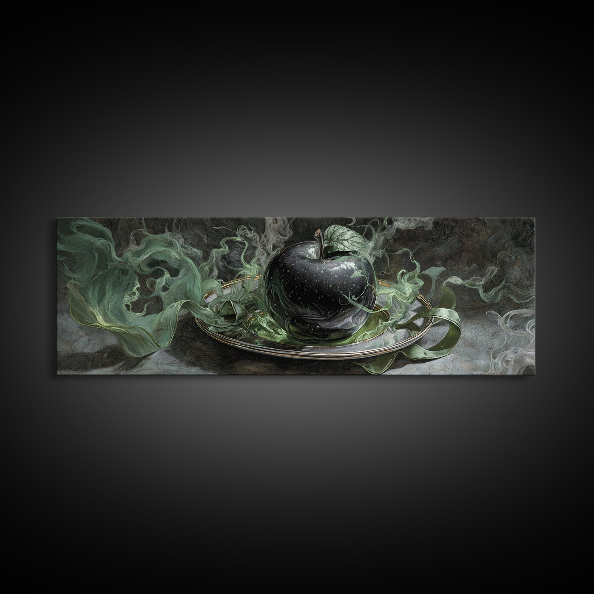 The Poisoned Apple, Visionary Gothic Art, Extra Wide Wall Art, Gothic Horror Wall Art, Framed Canvas Print, Halloween Wall Art