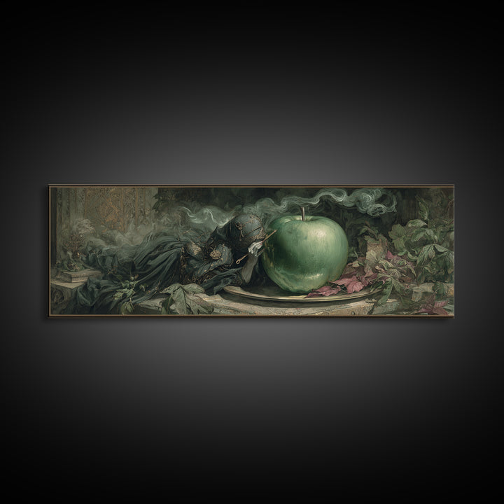 The Poisoned Apple, Ornate Symbolist Art, Extra Wide Wall Art, Dark Fantasy Wall Art, Framed Canvas Print, Halloween Wall Art