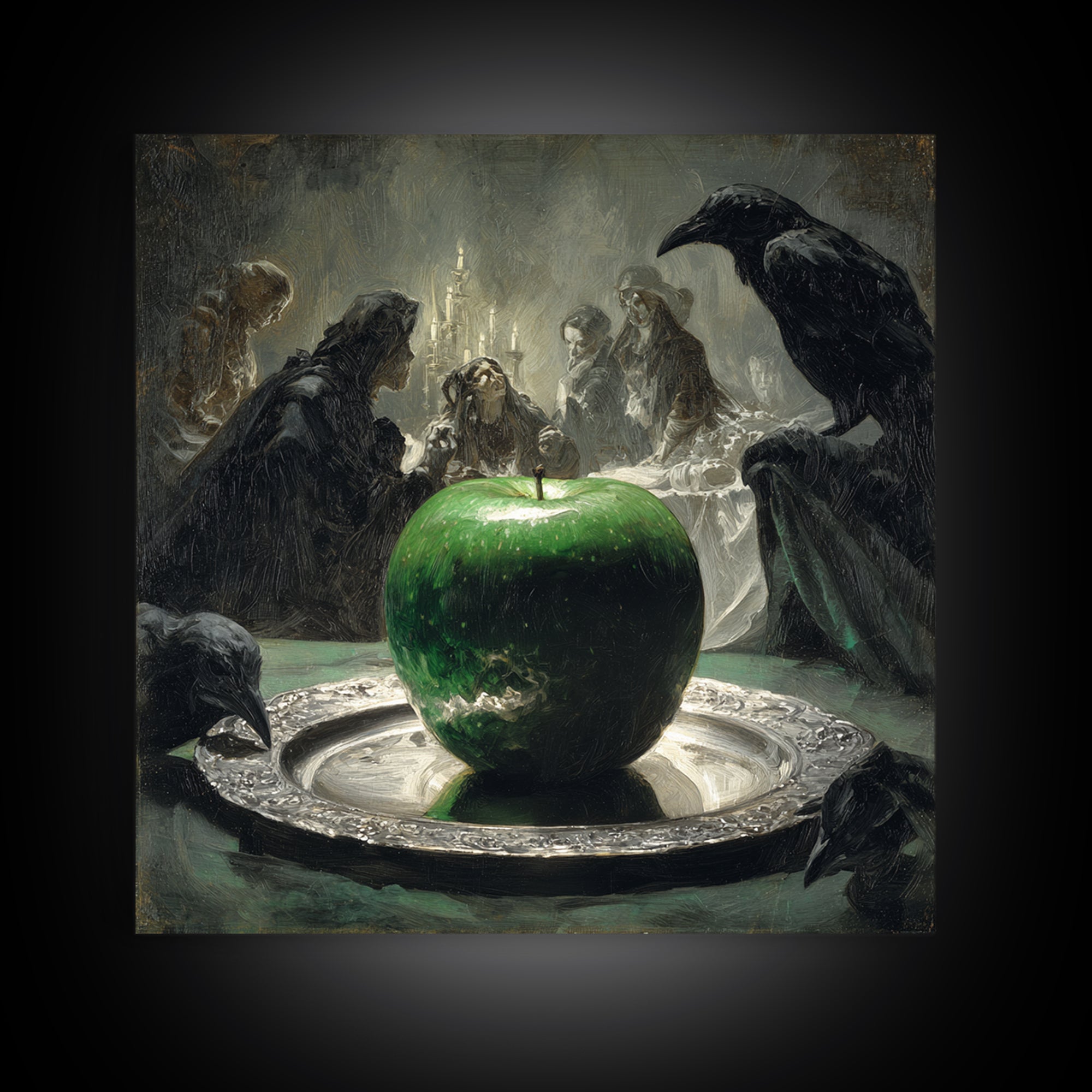 The Poisoned Apple, Decadent Gothic Art, Square Wall Art, Macabre Wall Art, Canvas Print, Halloween Wall Art, Gothic Home Decor