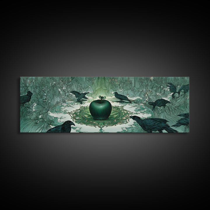 The Poisoned Apple, Symbolist Death Art, Extra Wide Wall Art, Macabre Wall Art, Canvas Print, Halloween Wall Art