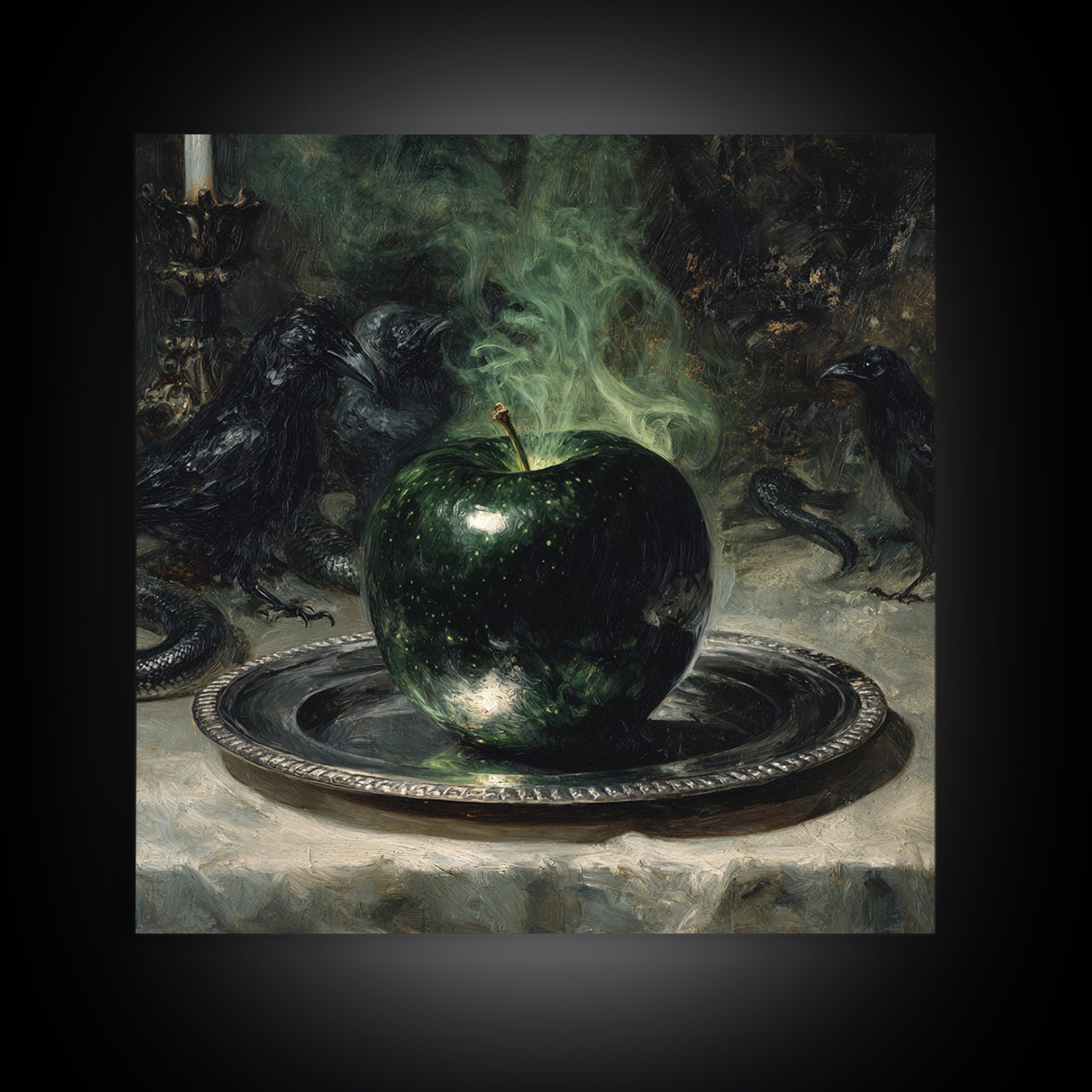 The Poisoned Apple, Dark Symbolist Art, Square Wall Art, Dark Fantasy Wall Art, Framed Canvas Print, Halloween Wall Art