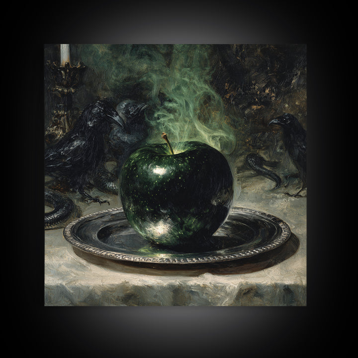 The Poisoned Apple, Dark Symbolist Art, Square Wall Art, Dark Fantasy Wall Art, Framed Canvas Print, Halloween Wall Art