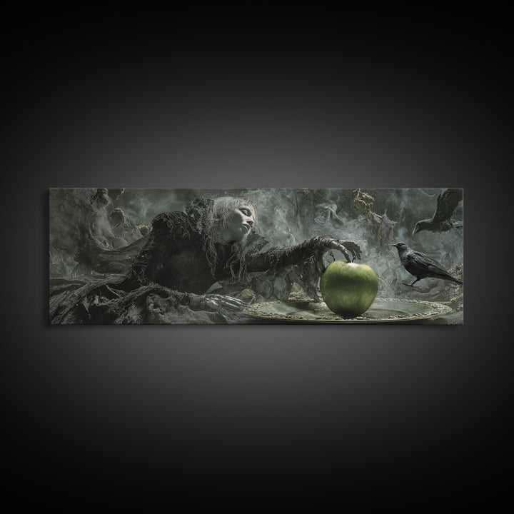 The Poisoned Apple, Expressionist Nightmare Art, Extra Wide Wall Art, Gothic Horror Wall Art, Framed Canvas Print, Halloween Wall Art