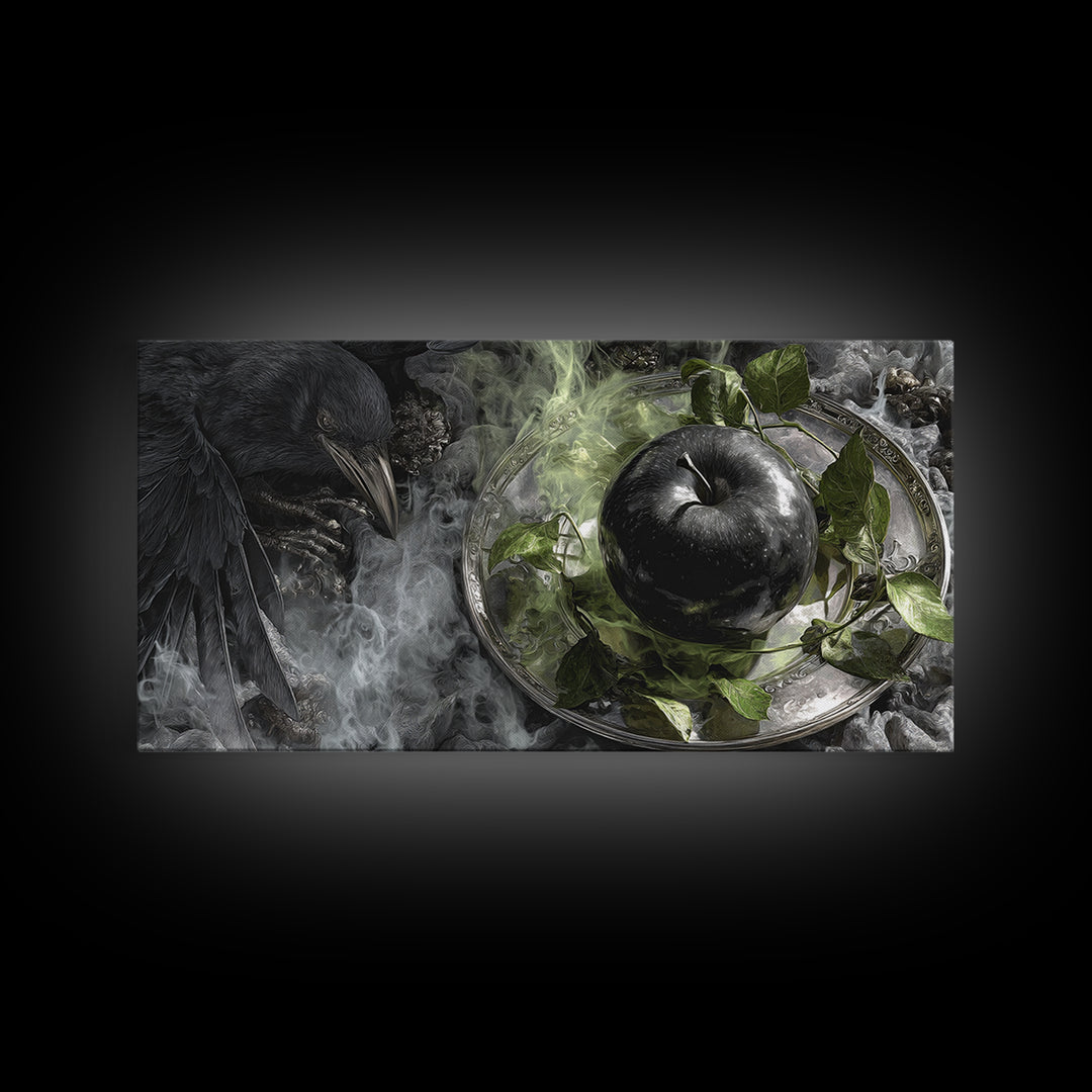The Poisoned Apple, Grotesque Carnival Art, Wide Panoramic Art, Macabre Wall Art, Framed Canvas Print, Halloween Wall Art