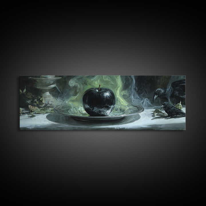 The Poisoned Apple, Expressionist Gothic Art, Extra Wide Wall Art, Dark Halloween Decor, Framed Canvas Print, Halloween Wall Art