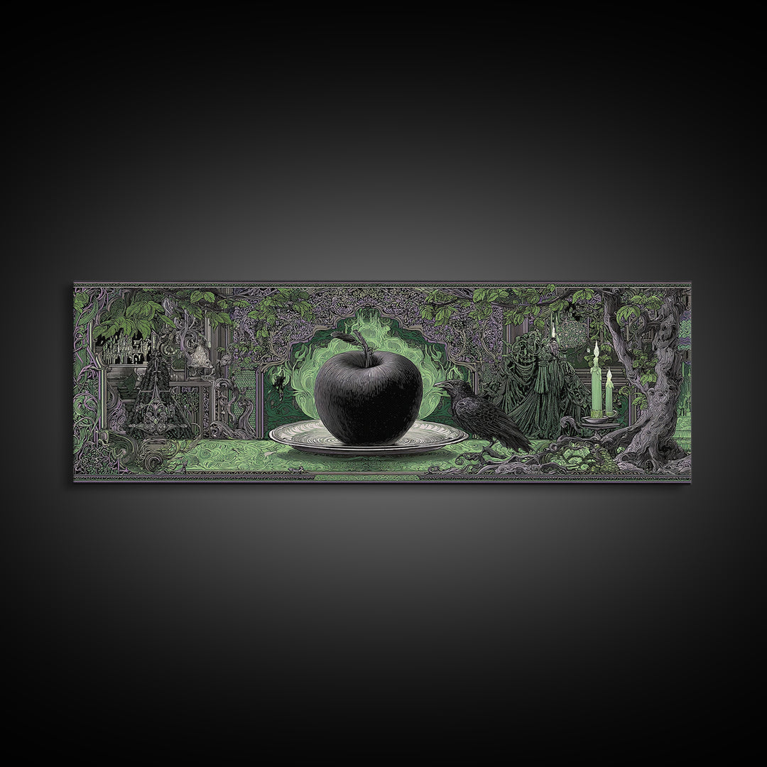 The Poisoned Apple, Stained Glass Gothic Art, Extra Wide Wall Art, Macabre Wall Art, Canvas Print, Halloween Wall Art, Statement Wall Art