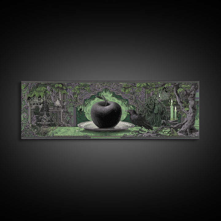 The Poisoned Apple, Stained Glass Gothic Art, Extra Wide Wall Art, Macabre Wall Art, Canvas Print, Halloween Wall Art, Statement Wall Art